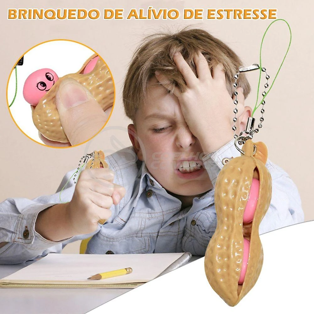 Chaveiro Amendoim Anti Stress de Apertar Sensorial Relaxa