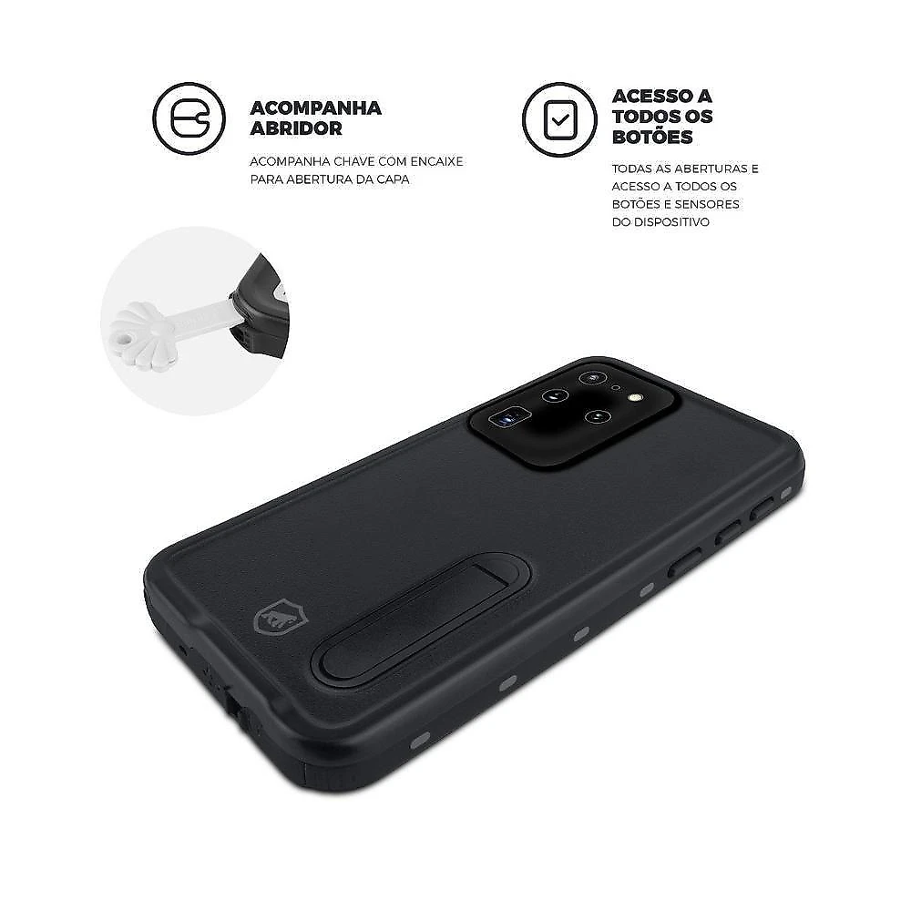 Capa para Celular Gshield Nautical à Prova D'água Samsung Galaxy S20 Ultra 2 ATM 1 Hora Preto 1