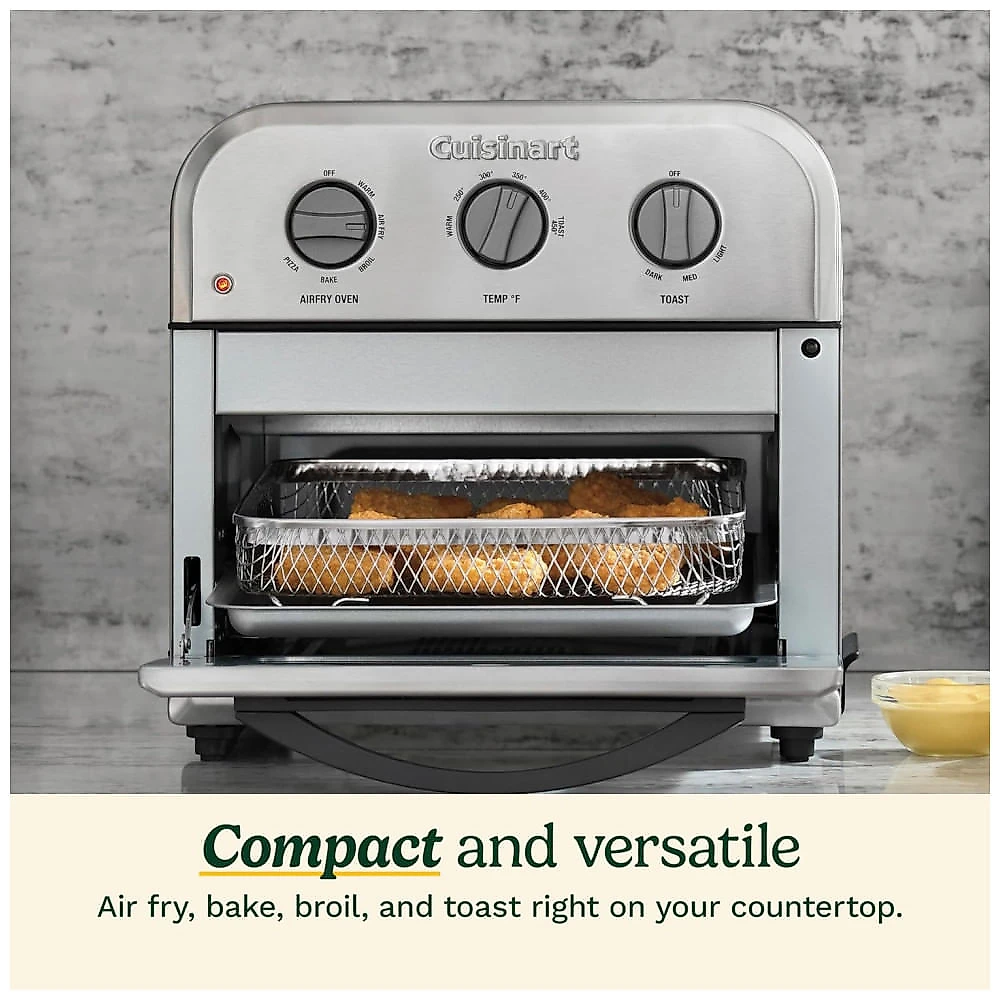 Forno Eltrico Compacto de Bancada 6 em 1 com Funo Air Fryer, Temporizador, Cesta, Assadeira e Bandeja Coletora 110V 1800W, Cuisinart, Prata 110v