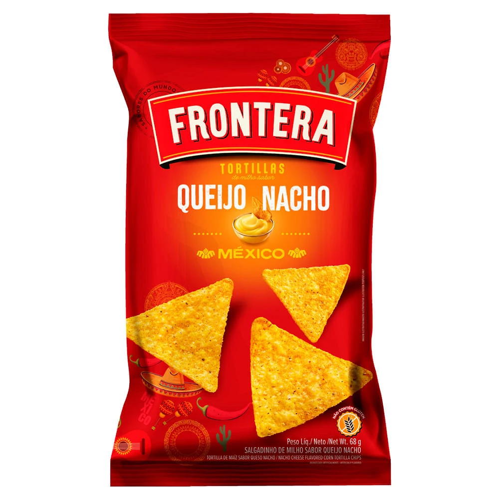 Chips Frontera Tortilhas Sabor Queijo Nacho México 68g