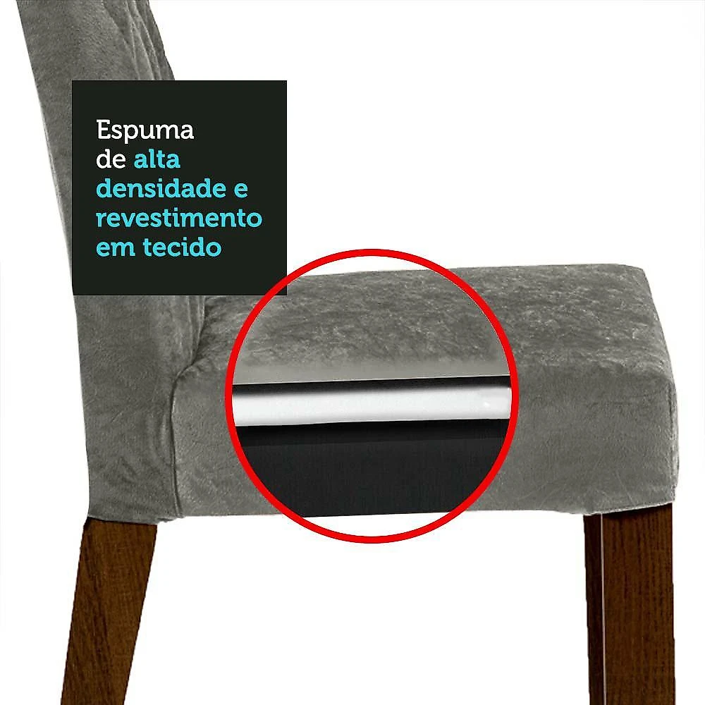 Conjunto sala de jantar mesa tampo de madeira 4 cadeiras rustic/silver gisele madesa