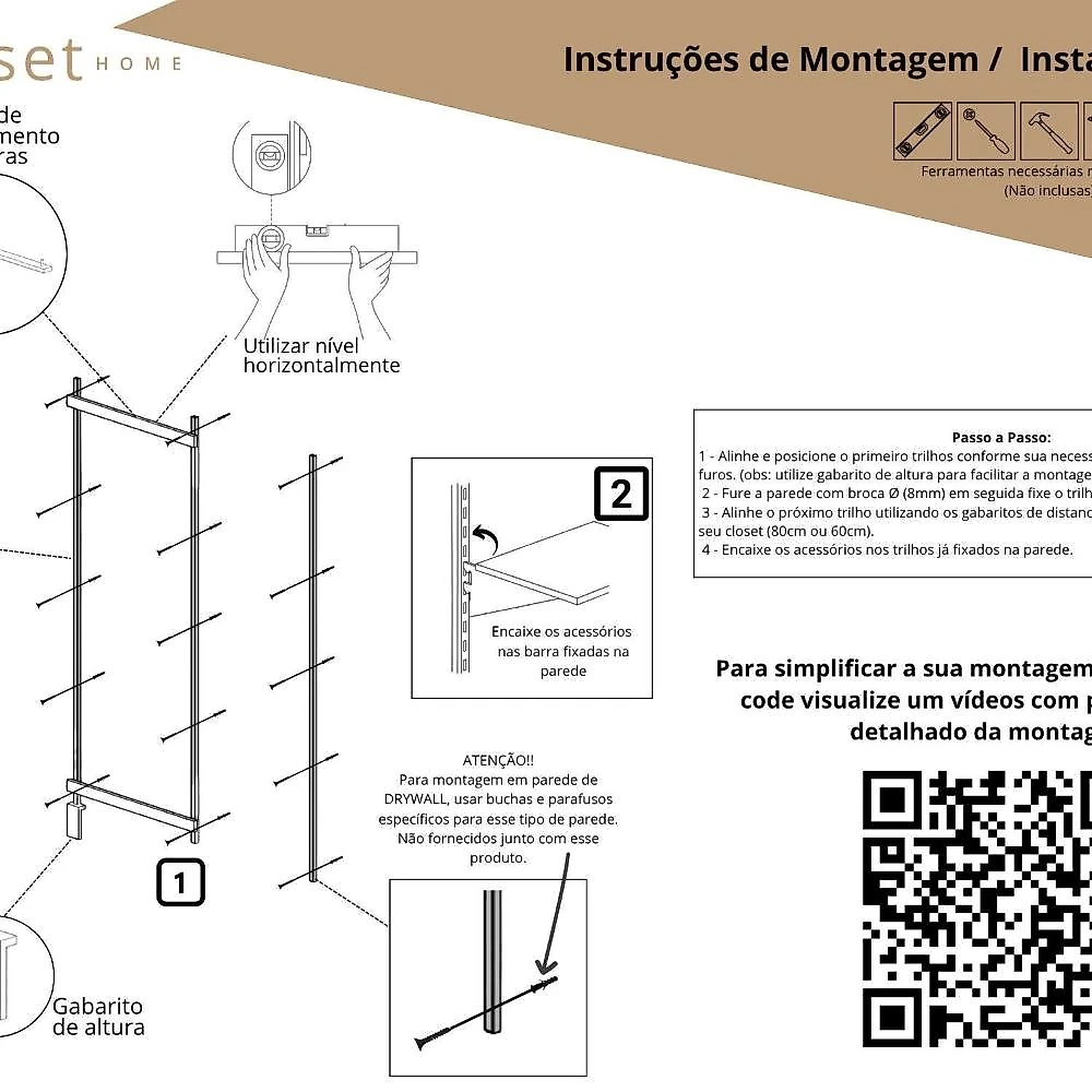 Closet Aberto Modulado Solteiro 205cm Legacy Preto