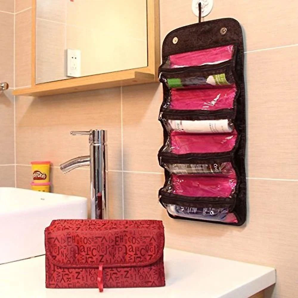 Bolsa Viagem Dobravel Frasqueira Necessaire Bolsinha 4 Divisorias Bolsos Organizador Maquiagem Pinceis Acessorios Organi