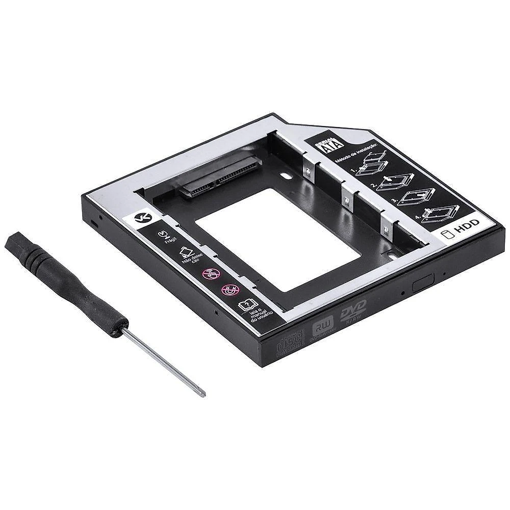 Adaptador Caddy para Notebook AC-127 SATA 12,7MM para HD Ou SSD 2,5" Até 1TB Prata Vinik