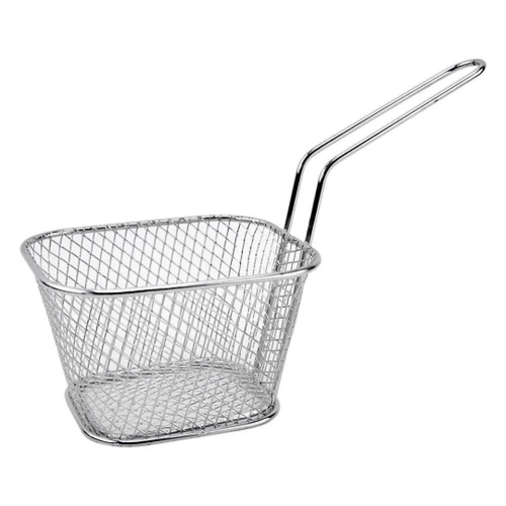 Mini Cesto Para Frituras Em Aço Inox Com Alça Servir Batata Frita, Frango, Porções E Aperitivos