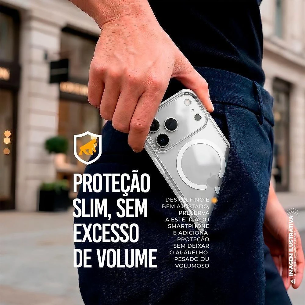 Capa para Iphone 17 Pro Max Gshield Crystal Edge Magsafe Acrílico Transparente Branco