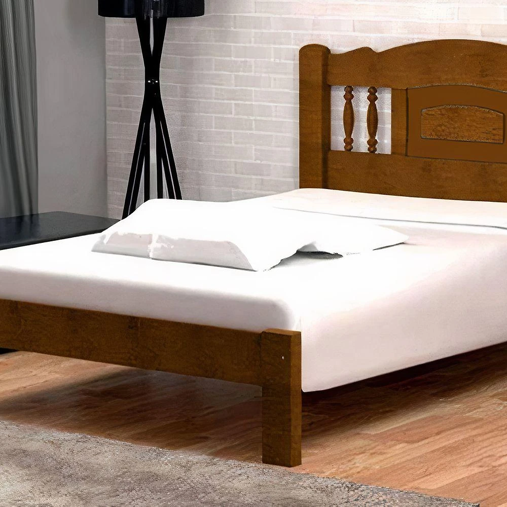 Cama Queen Size Atenas de Madeira Maciça Angelim Imbuia