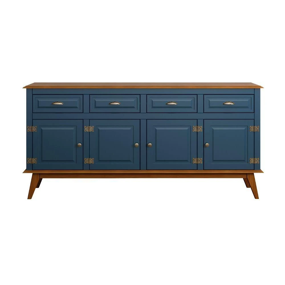 Miniatura Balcão Buffet Aparador 4 Portas 4 Gavetas New Veneza Azul Petróleo