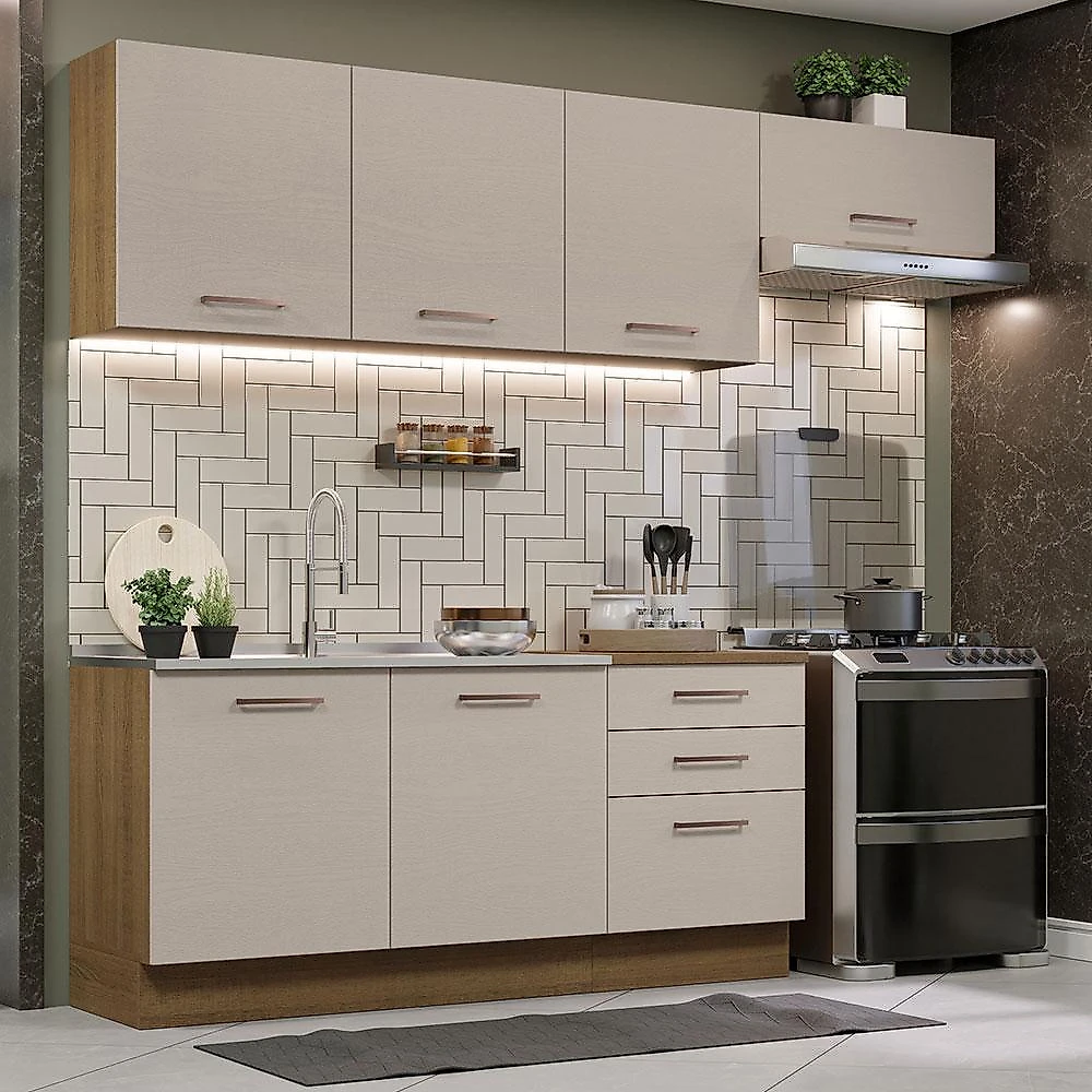 Armário de cozinha completa 260cmagata madesa 02 branco/crema