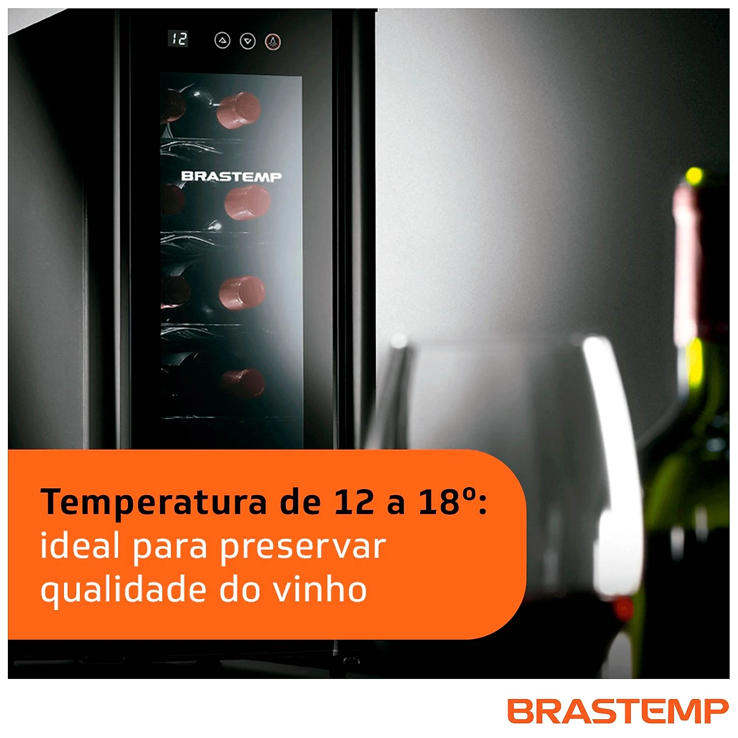 Adega Brastemp para 12 Garrafas Preta Iluminação LED com Painel Eletrônico - BZC12BE 110