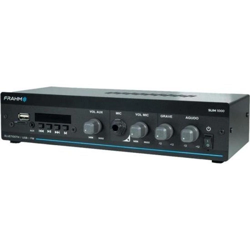 Amplificador Frahm Slim 1000 G5 para Som Ambiente com 40W RMS, Entradas USB FM Microsd BT P2 RCA