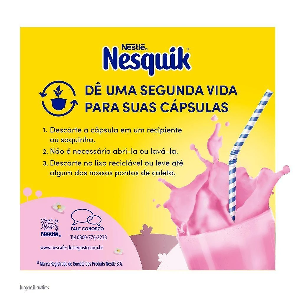 Cápsulas de Bebida Achocolatada Nesquik Nescafé Dolce Gusto Caixa com 10 Unidades
