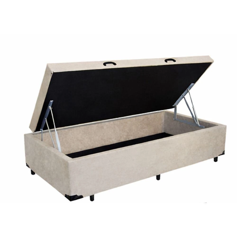 Cama Box com Baú Solteiro Base Suede 88x188 Estrutura em Madeira Reforçada Bege Brasil Varejos