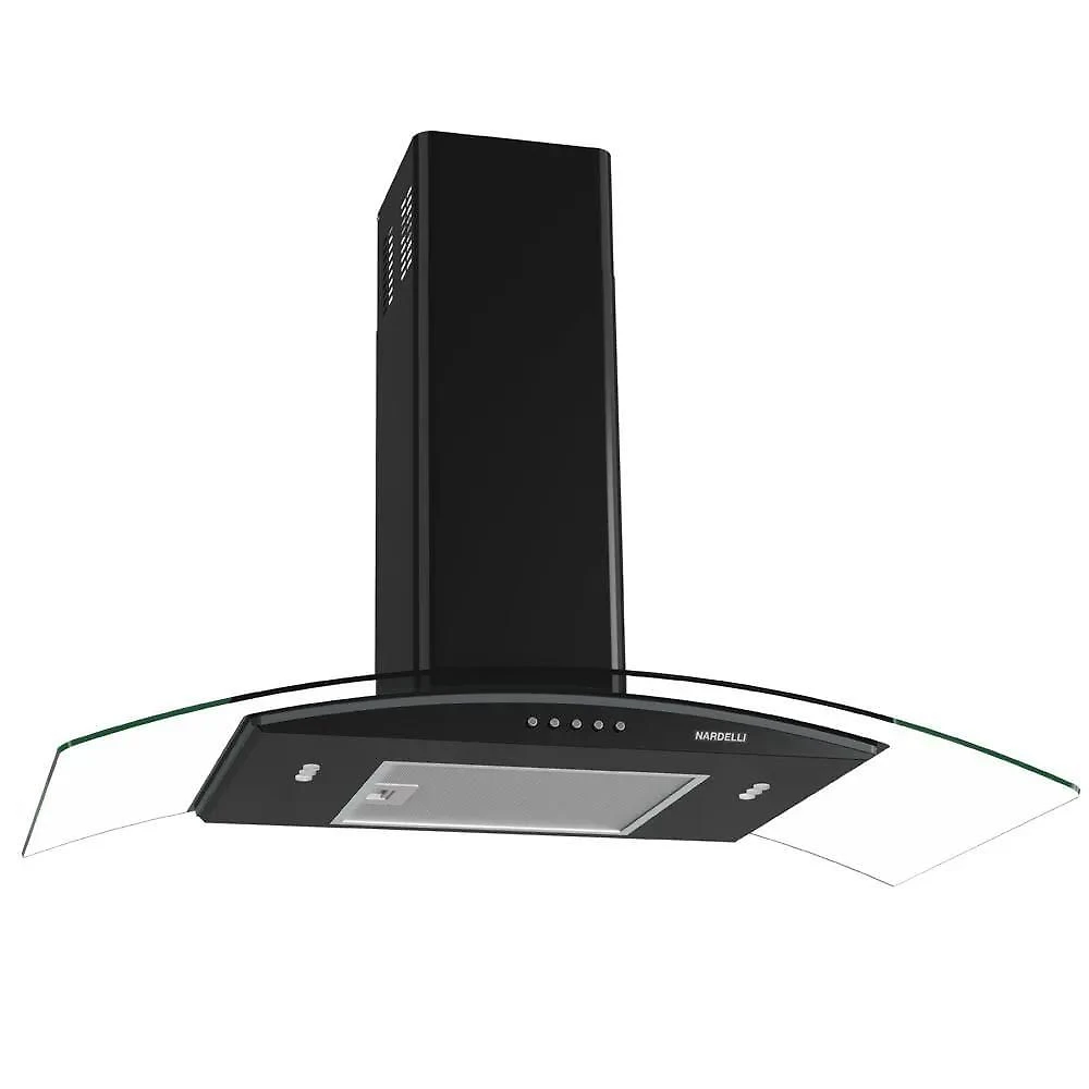 Coifa Nardelli De Parede Clean Vidro Curvo 90cm Preto 220V