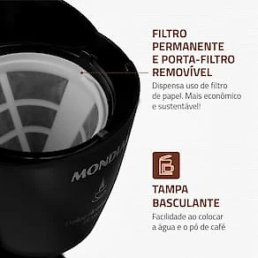 Miniatura Cafeteira Elétrica Mondial Dolce Arome C-30 18 Xícaras – Preta 110V