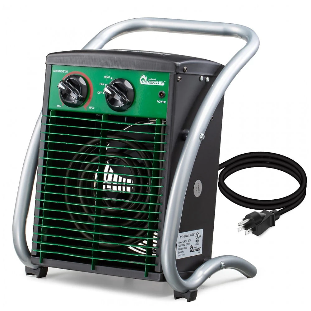 Aquecedor para Estufa Dr. Infrared Heater DR218-1500W Verde 1500W IPX4 Ar Forcado 13,9 m2 Garagem Oficina 120V