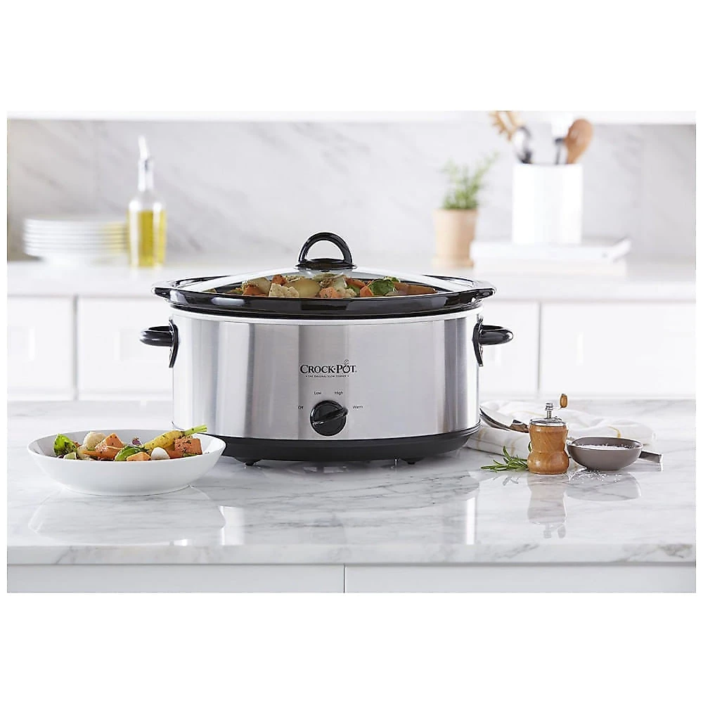 Panela 6,62 litros Oval Manual Slow Cooker, Aço Inoxidável SCV700SBR, Panela Versátil para Famílias Grandes ou Entretenimento 7 Litros
