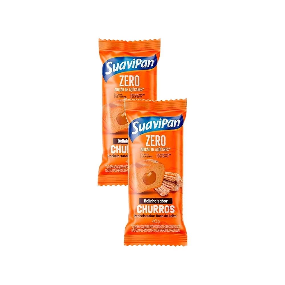 Kit 2 Bolinho Suavipan Zero Churros Com Doce De Leite 40G