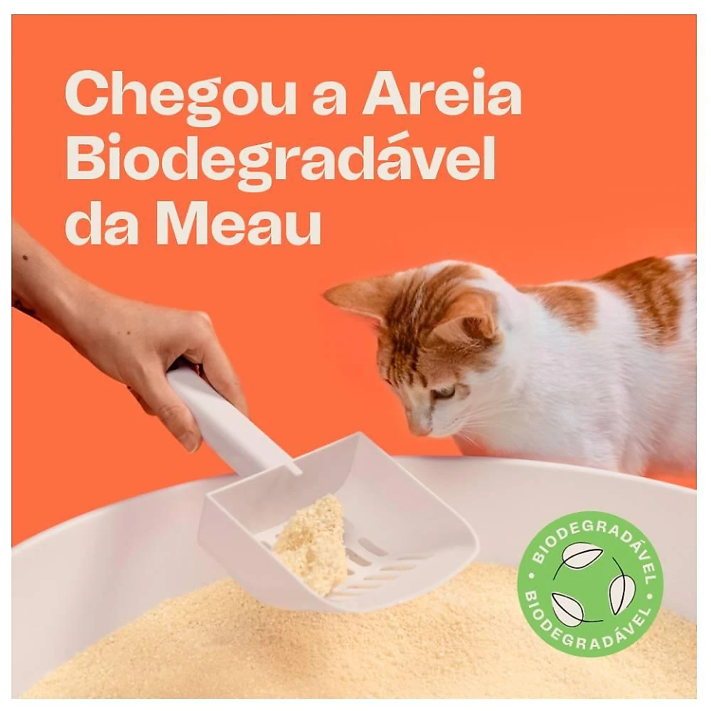 Areia Higiênica Meau Biodegradável Grãos Médios para Gatos - 8 Kg