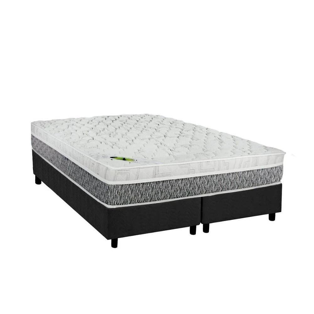 Cama Box Queen: Colchão Molas Ensacadas Luckspuma Aspen + Base Crc Suede Gray (158x198)