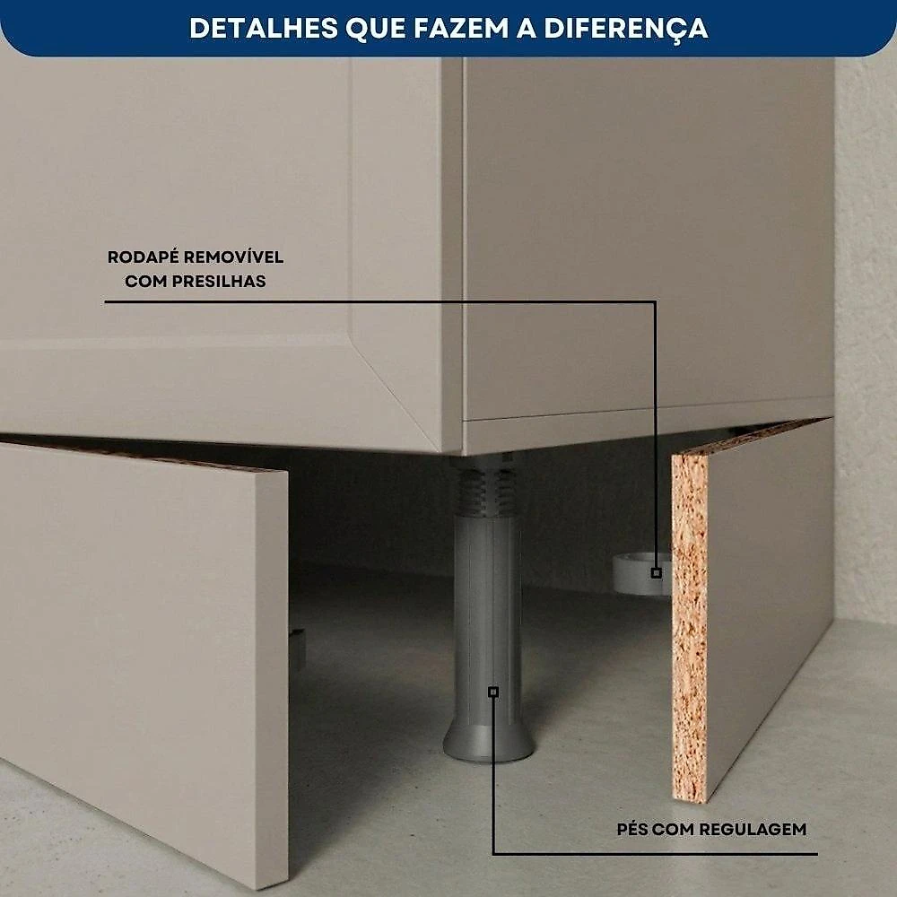 Paneleiro 4 Portas com Vidro 1 Nicho Micro-Ondas Poliman Griss