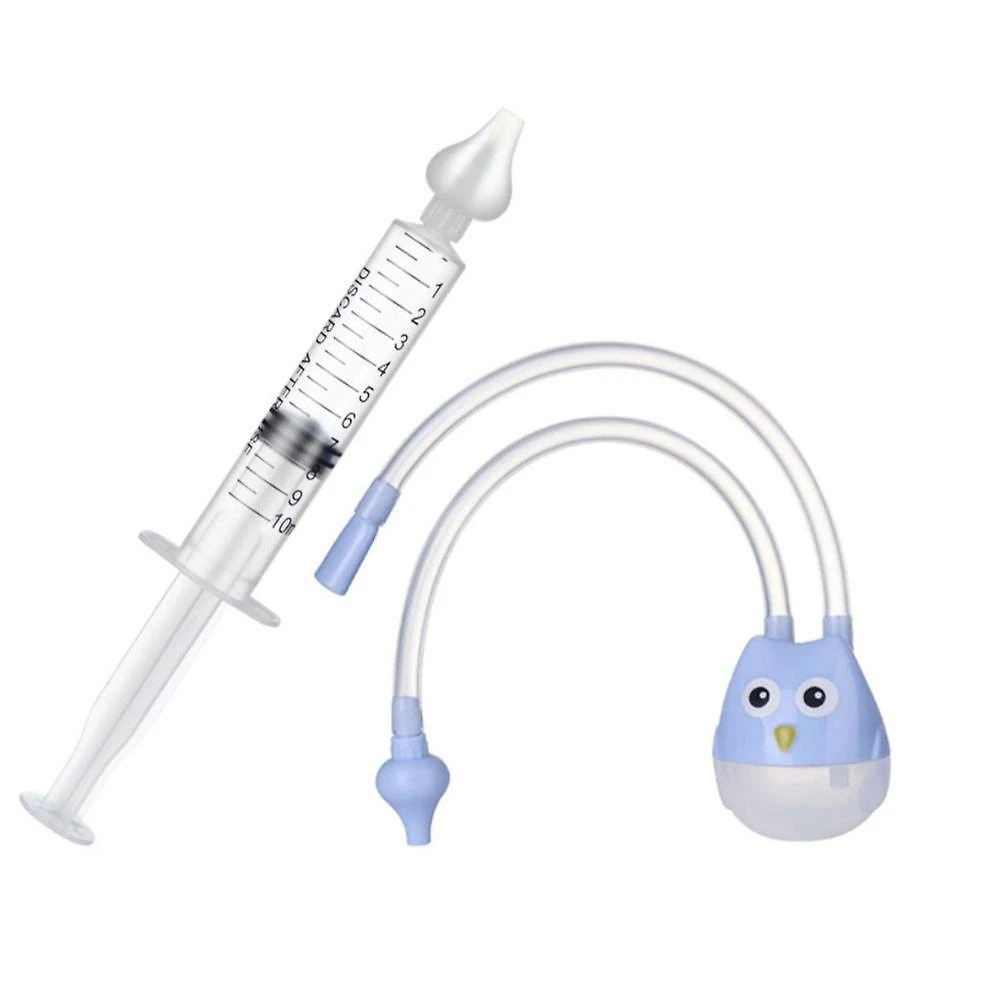 Kit para Lavagem Nasal de Bebês 1 Seringa 10ml e 1 Aspirador com Bico de Silicone Azul OEM