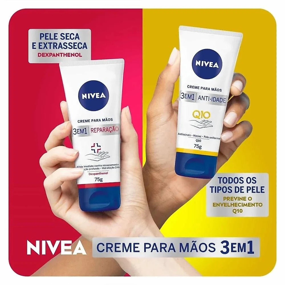 Creme para Mãos Nivea 3em1 Reparação Dexpanthenol 75g
