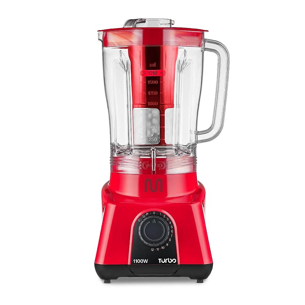 Liquidificador 2,6l turbo vermelho 1100w-127v c/ 12 velocidades multi home - lq1103 vermelho