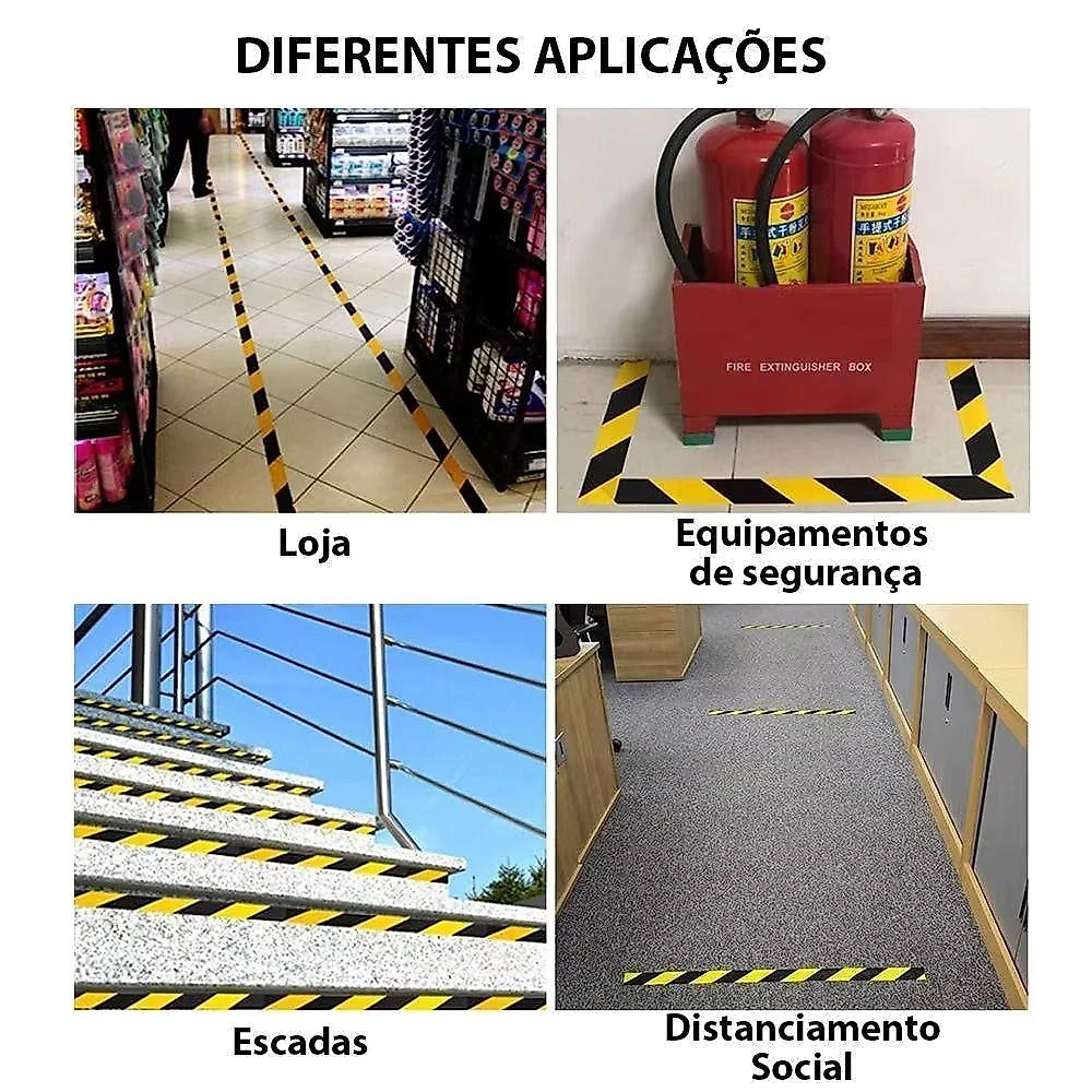 Fita Adesiva Sinalizaçao 10 Metros Demarcaçao Segurança Atençao Orientaçao Multiuso Sinalizadora