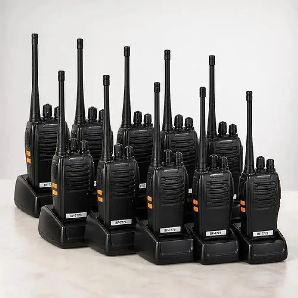 Rádio Comunicador B-Max Baofeng BF777S UHF 400-470 Mhz 16 Canais 5W Alcance 12 Km VOX Preto Kit 10