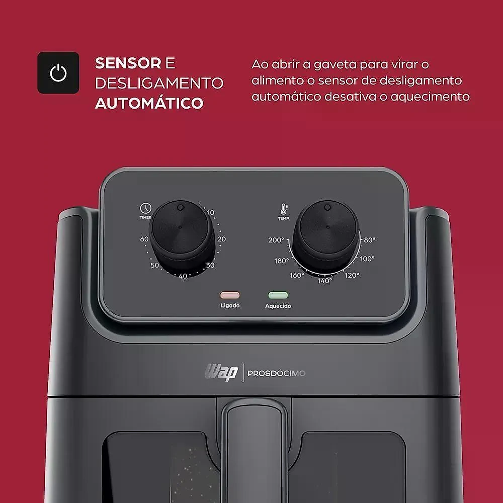 Fritadeira Elétrica Air Fryer WAP AF01 4,5L 1300W Multifuncional Preto 110V