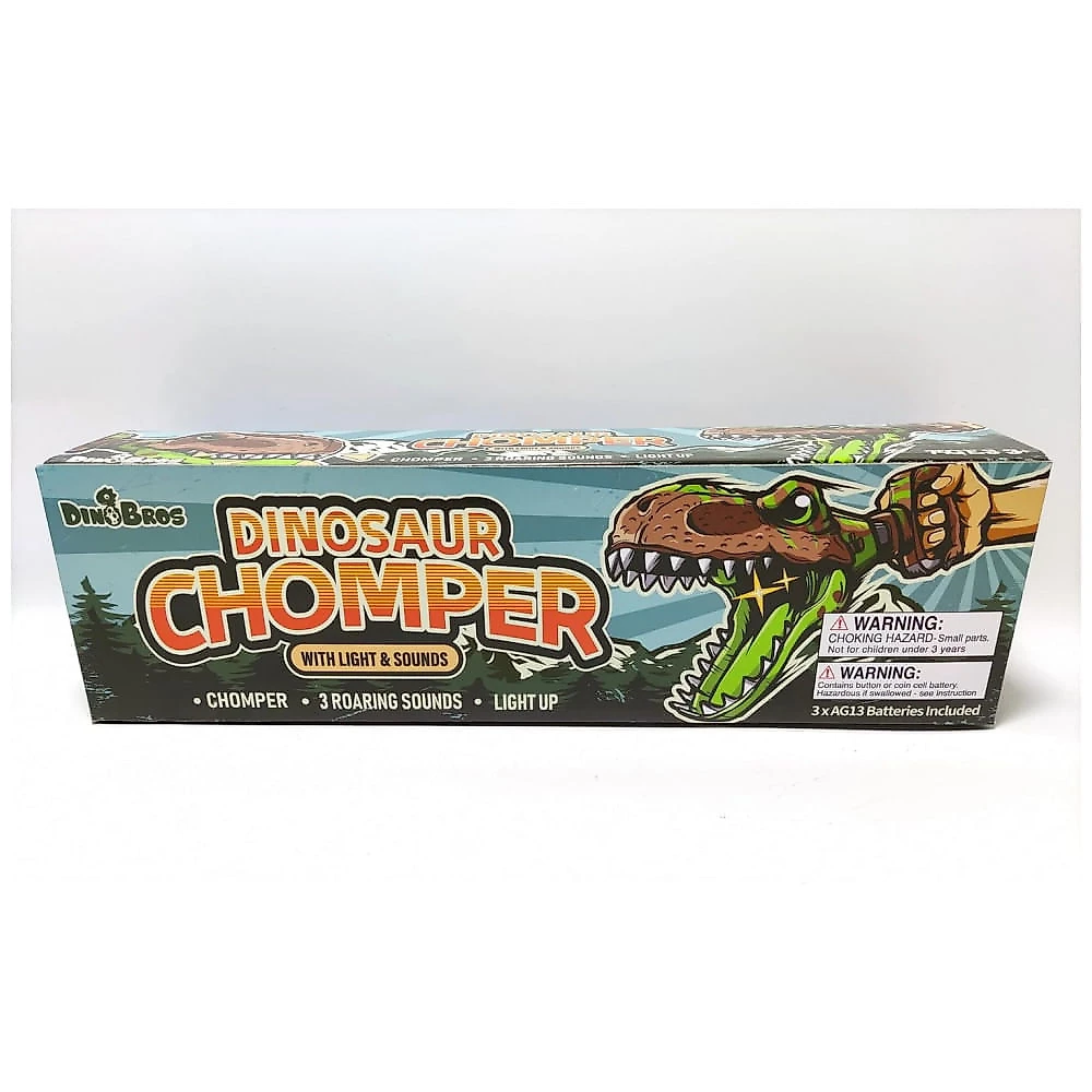 Brinquedo DINOBROS Dinossauro Chomper para Crianças com 3 Sons de Rugido e Luz Garra Agarradora de Dinossauros Jurássicos Braço Robô TRex