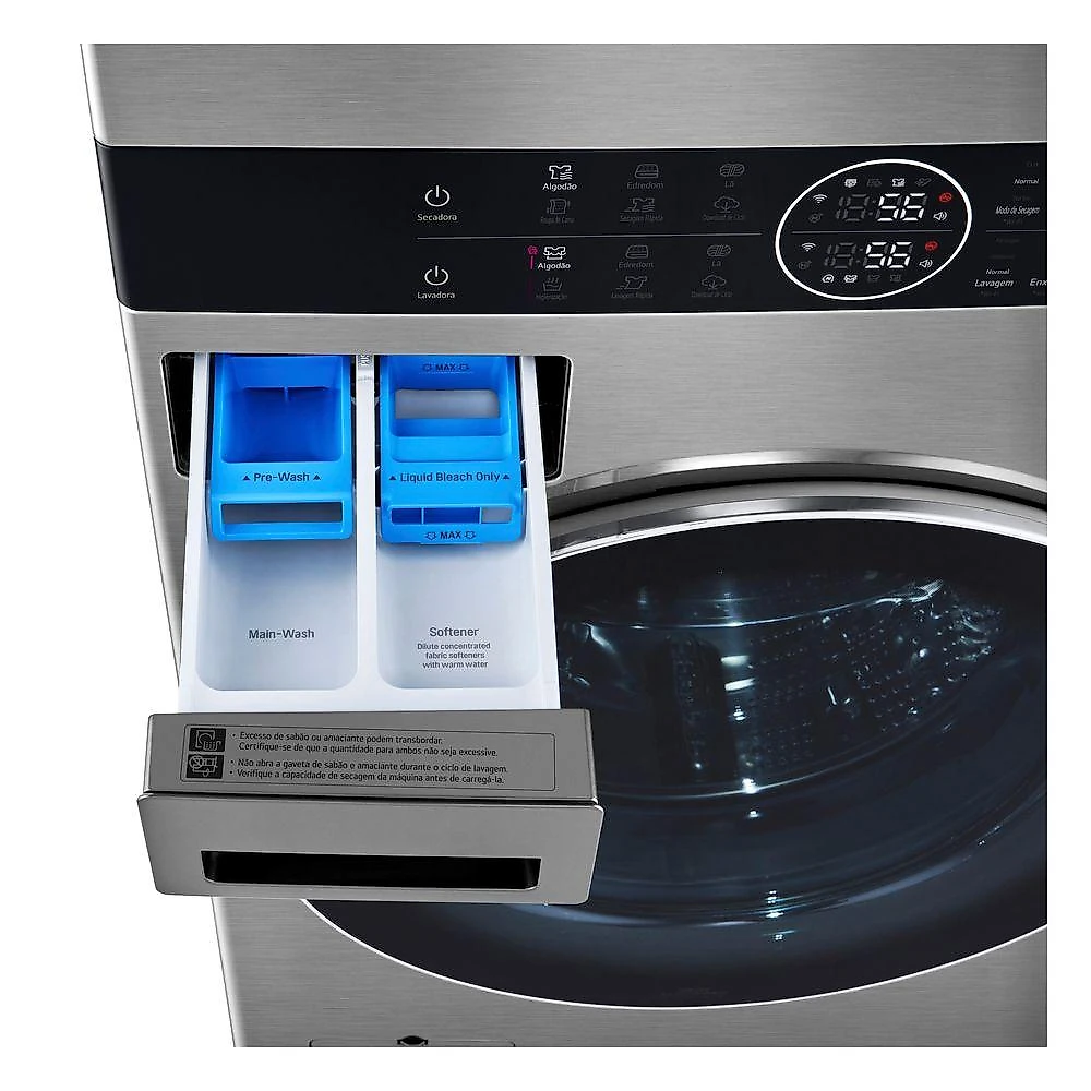 Lava e Seca Smart LG WashTower™ 17kg Aço Escovado com Inteligência Artificial AIDD™ WK17VS6A 220V