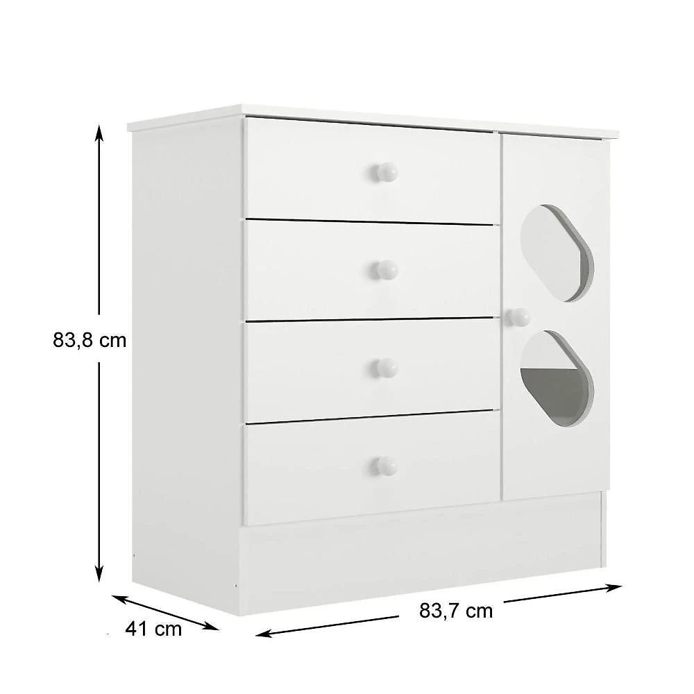 Quarto Infantil com Guarda Roupa e Cômoda Stella Branco
