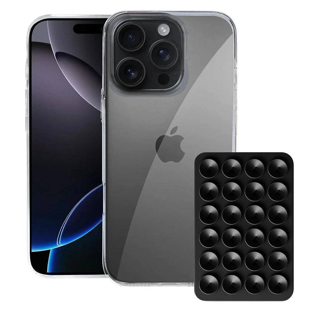 Capa Crystal Slim para Iphone 16 Pro Max + Ventosa  Preta