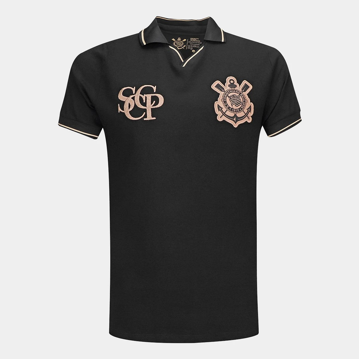 Miniatura Camisa Polo Corinthians Malhão Masculina Preto - EGG