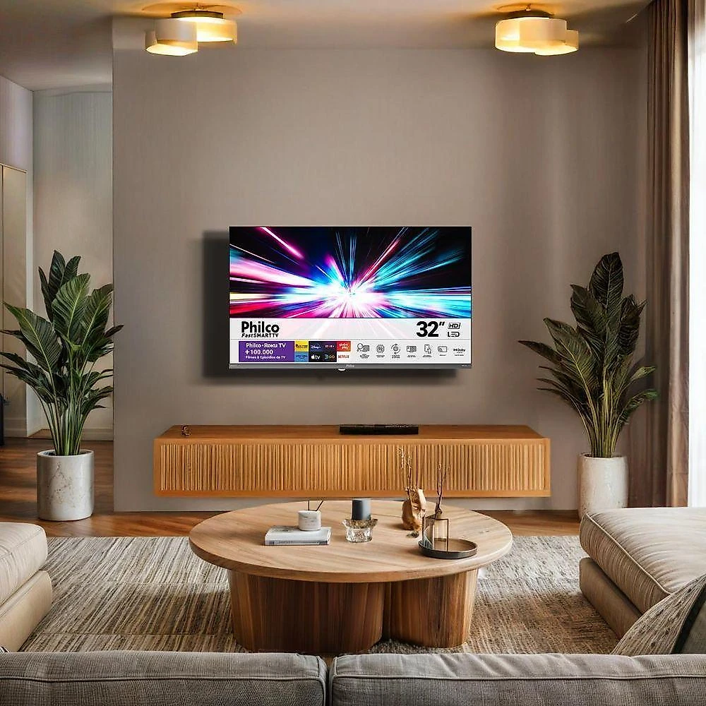 Smart TV Philco P32CRA 32" HD LED Cinza com Roku TV Wi-Fi Bivolt