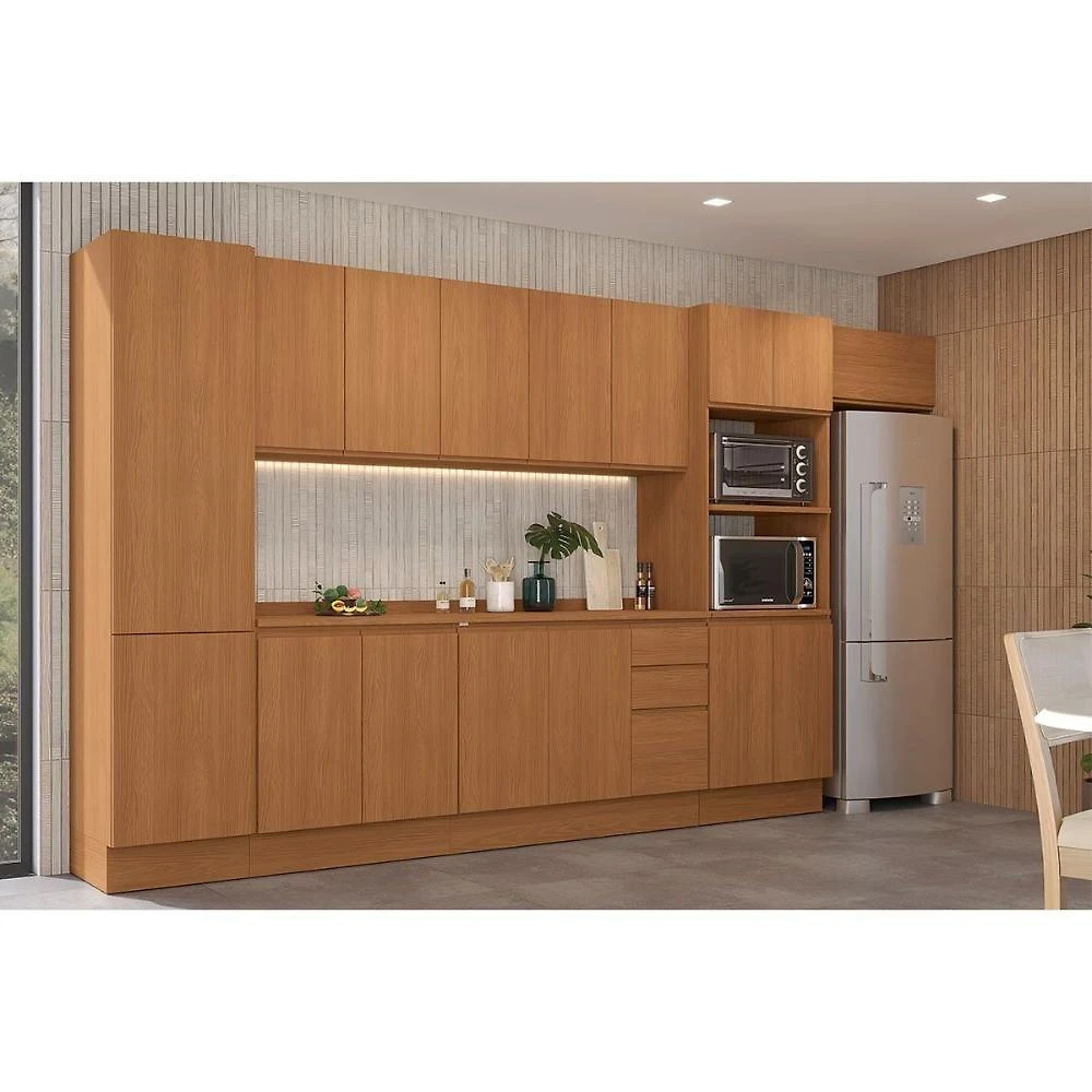 Kit Cozinha Modulada 9 Peças Ciela (3aéreos+2balcões+1paneleiro+1torrequente+2complementos) C9p64 Canela-kappesberg