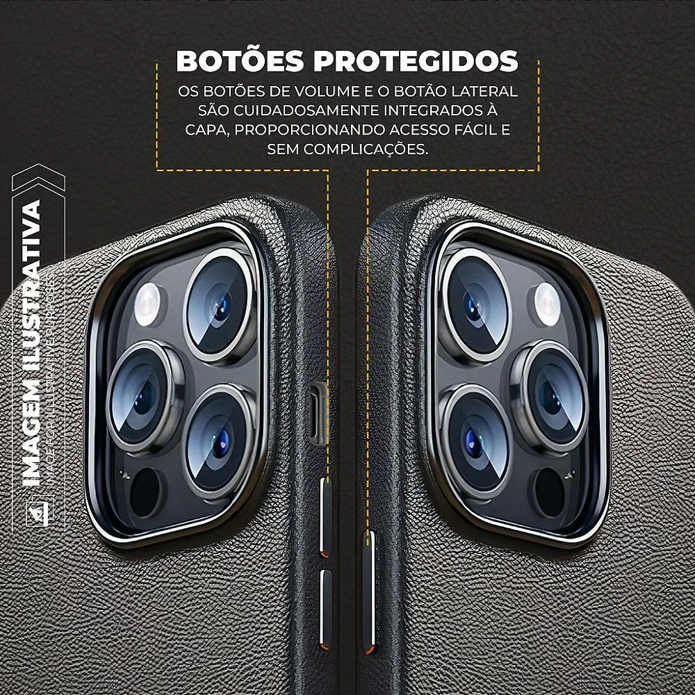 Capa Para Iphone 15 Pro - Couro Dual Magsafe - Preta - Gshield