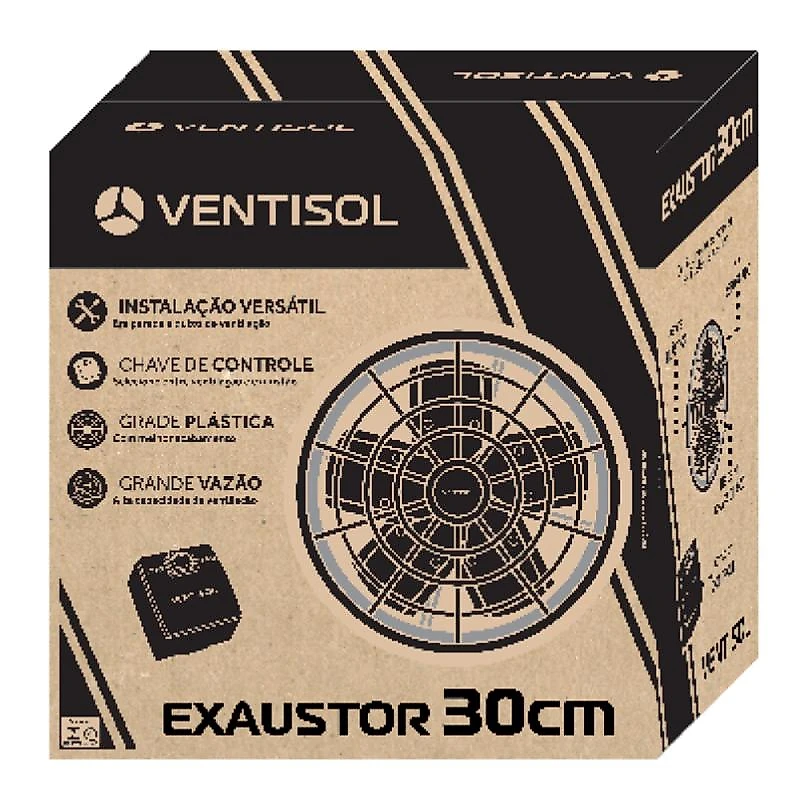 Exaustor Industrial 30 CM com Reversão e Chave de Controle VENTISOL 110V