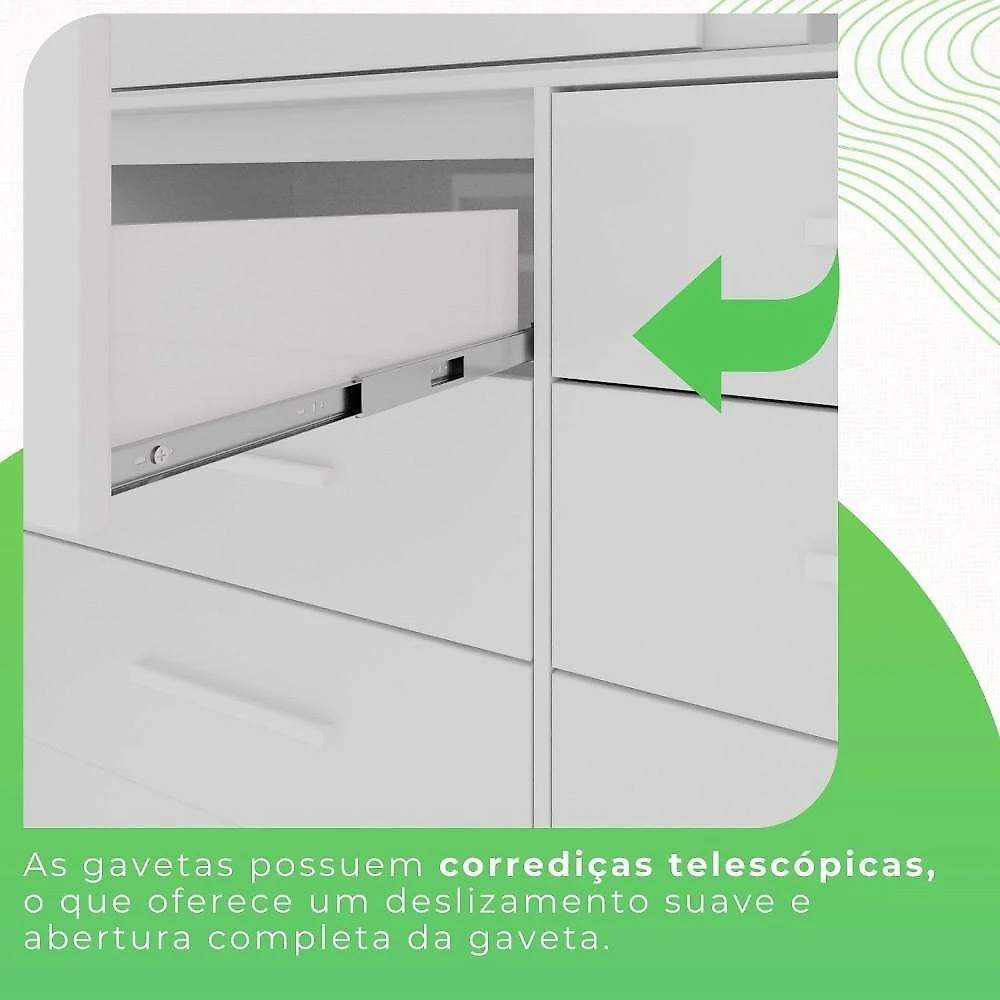 Guarda Roupa com Pés Casal 3 Portas 9 Gavetas Luana Branco