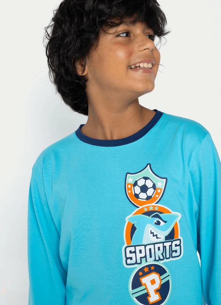 Pijama manga longa algodão menino teen tuba futebol