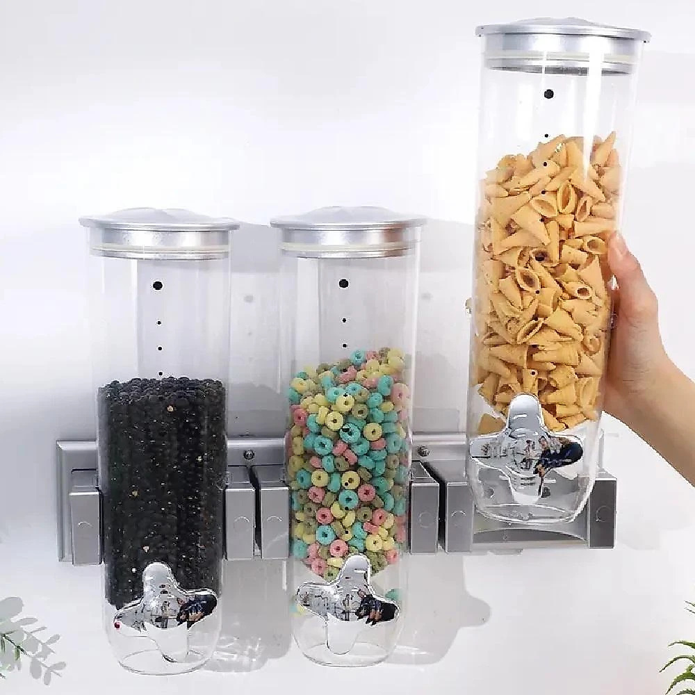 Dispenser de Cereais Triplo 3 Potes Herméticos Organizador de Cozinha Yeet