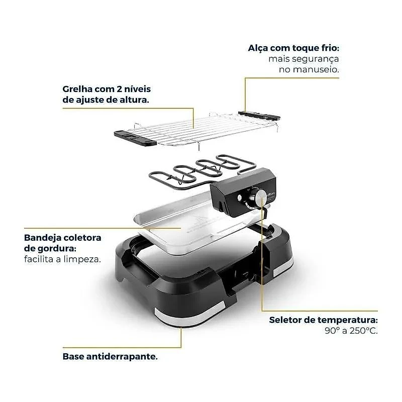 Churrasqueira Elétrica Britânia 1500W Menos Fumaça BCQ10A 127V