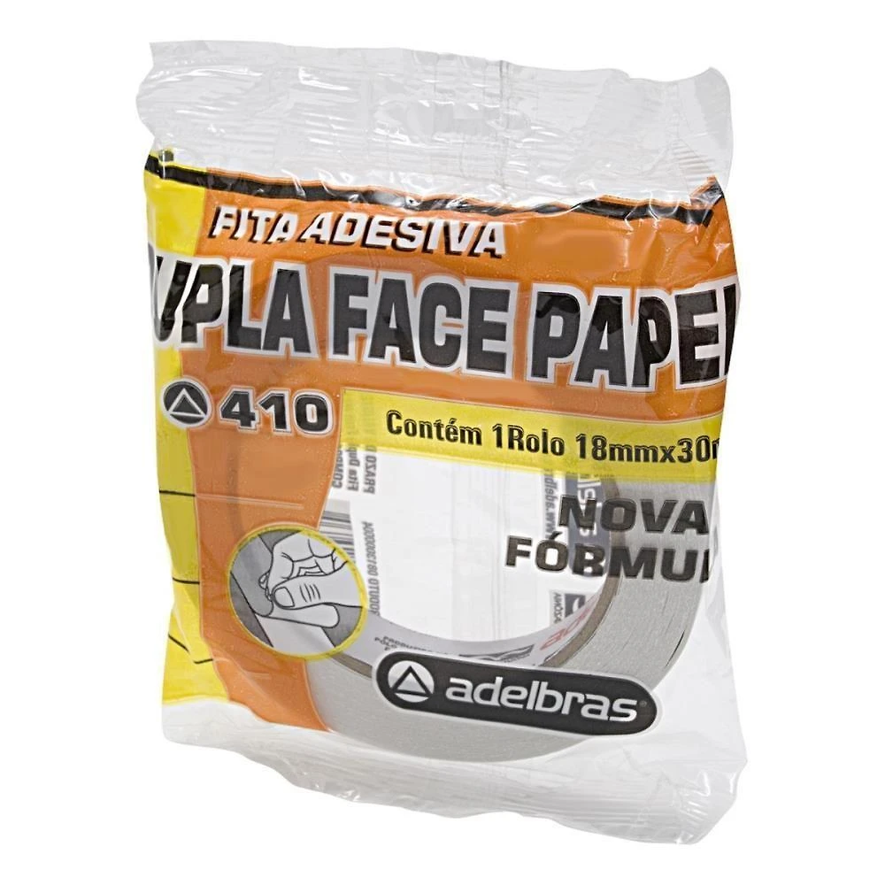 Fita Dupla Face Adelbras Flow-pack Papel 18mm X 30m Branco