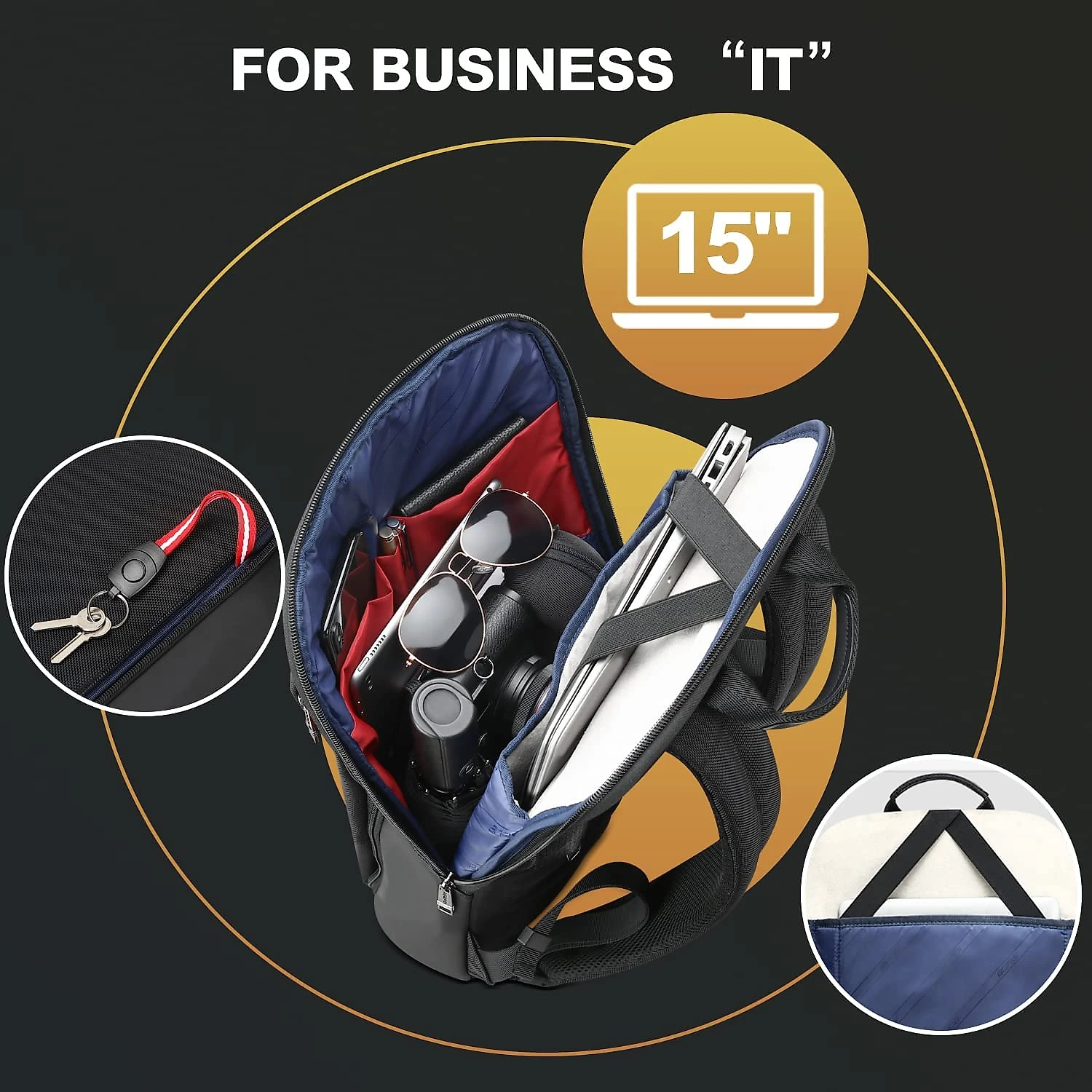 BOPAI 20190420 Mochila para Laptop 38 cm Preta