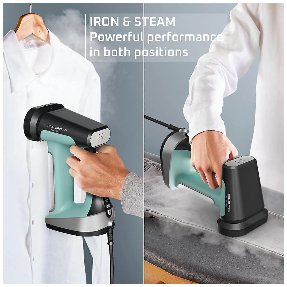 Rowenta Handheld Steamer for Clothes, Ferro a Vapor 2 em 1 Pure Force de 1875W, Vaporização Vertical e Horizontal, Leve e Seguro