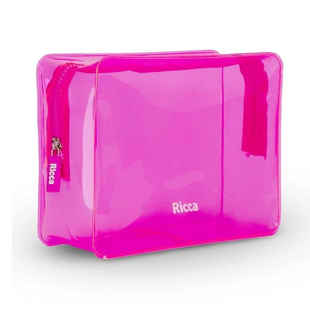 Necessaire Ricca Média Plástico 17x22x8cm Rosa Neon Feminino