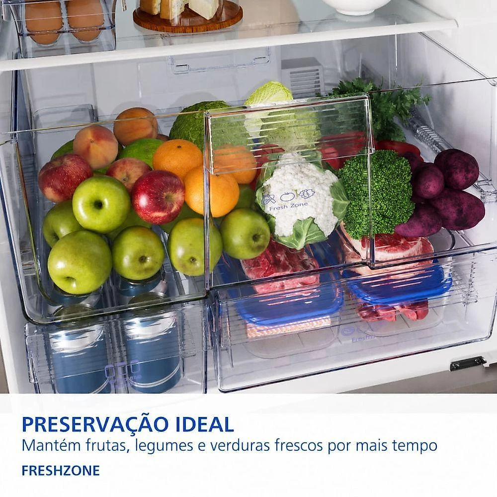 Geladeira Panasonic Duplex Frost Free Inverter 475L NR-BB64PV2XC Cinza Bivolt