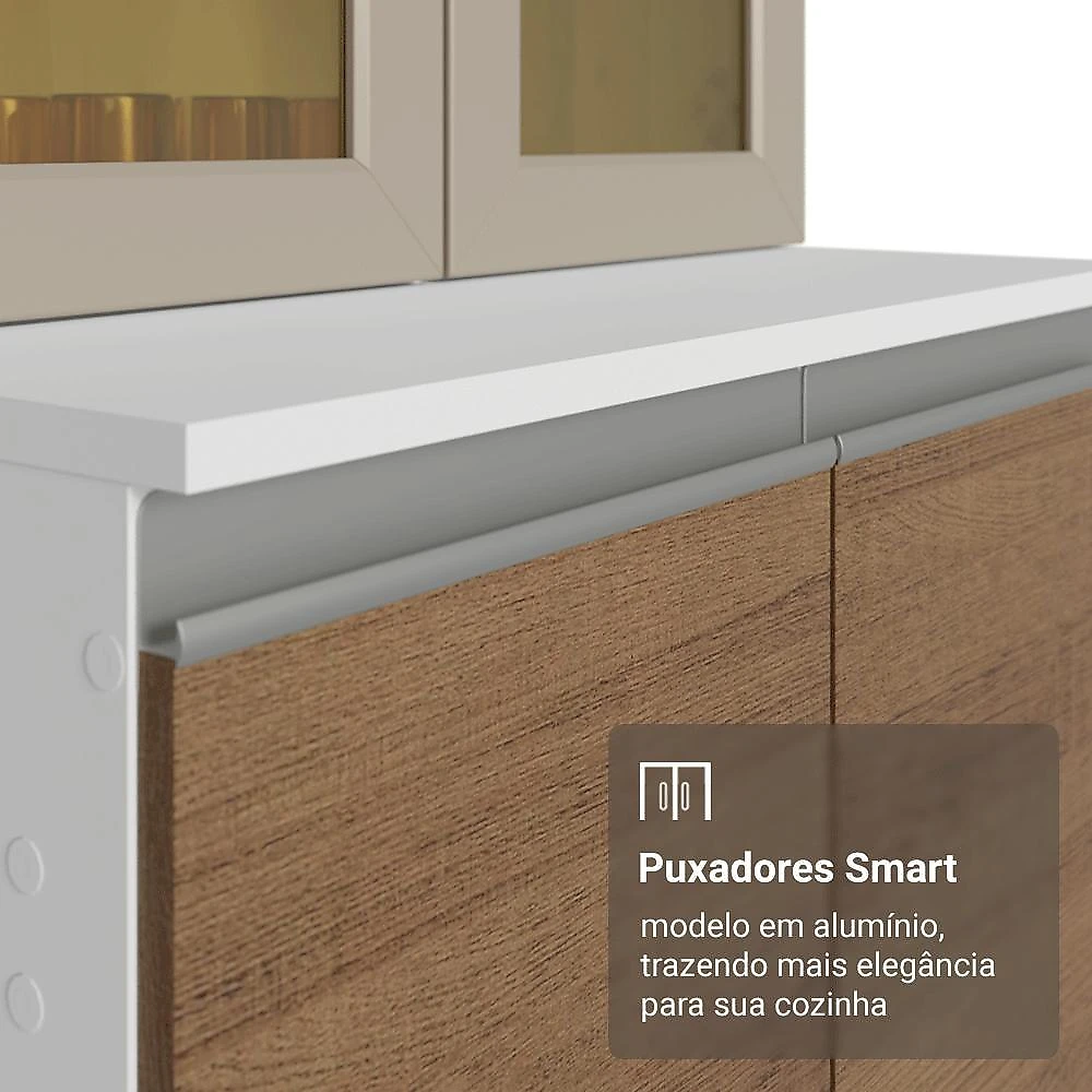 Armário de cozinha completa 100% mdf 310 cm smart madesa 03 branco